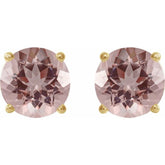 14K Yellow 7 mm Natural Pink Morganite Stud Earrings